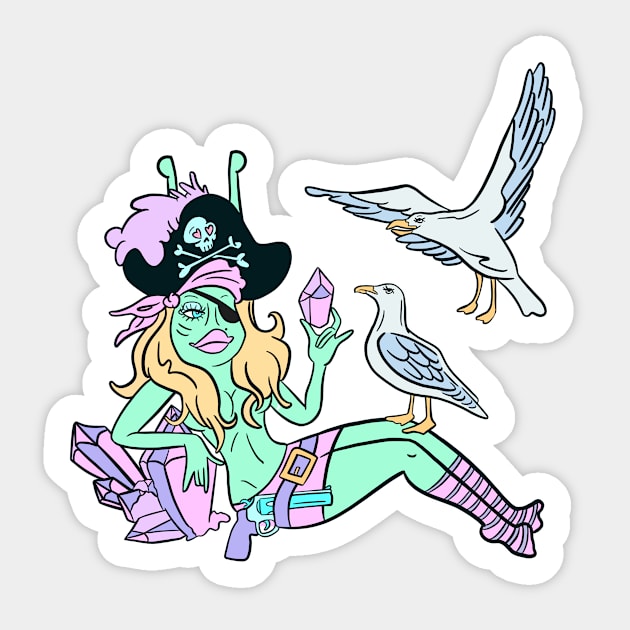 Crystal pirate babe Sticker by Sasha Banana 